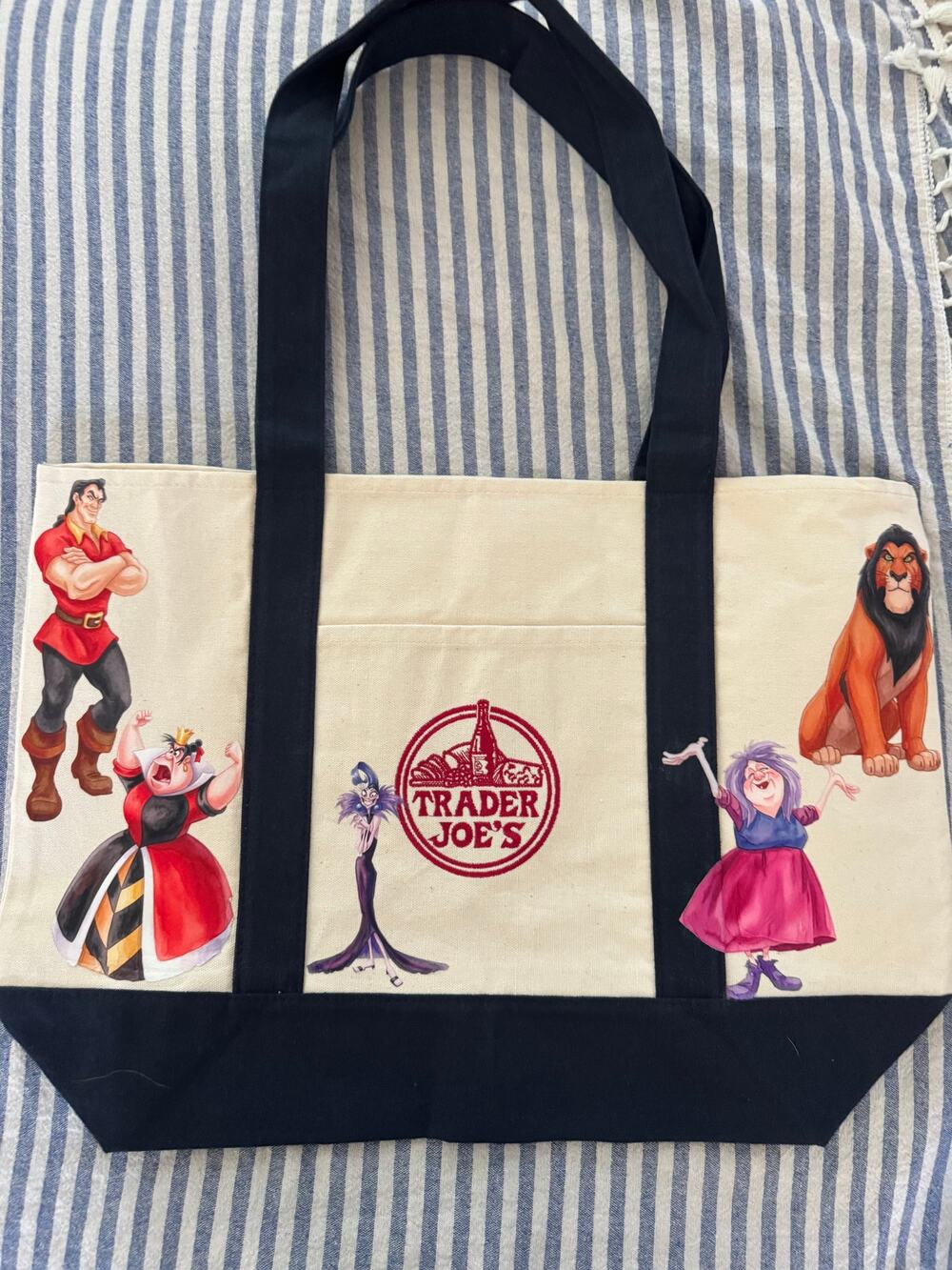 Disney Villians Ursula Hades Hook Cruella Jafar Custom Trader Joes Large Tote